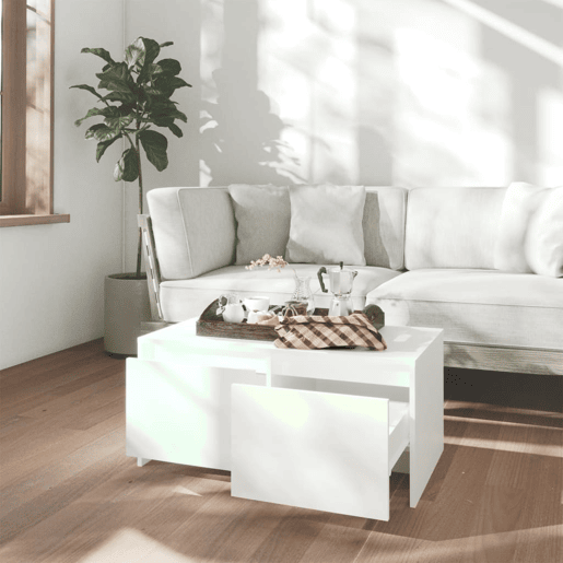 Mesa de Centro, Mesa baixa, 90x50x41,5 cm derivados de madeira branco