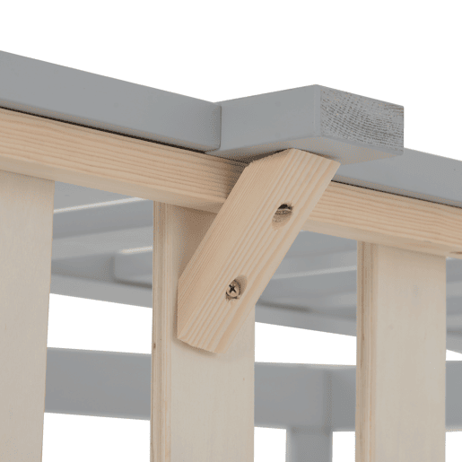 Cabina-cama para crianças 90x200cm em madeira maciça com proteção anti-queda e estrado de ripas - Cinzento