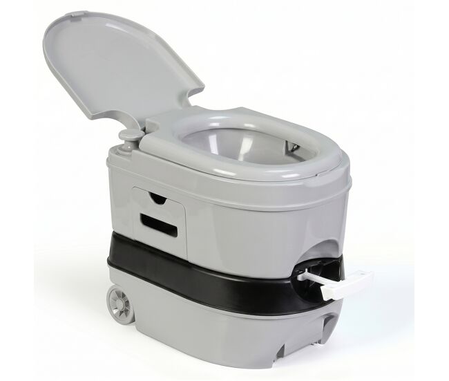 Briebe wc1196g wc inodoro portátil químico con ruedas adultos 24l camper, camping, vater descarga agua 20l, , gris