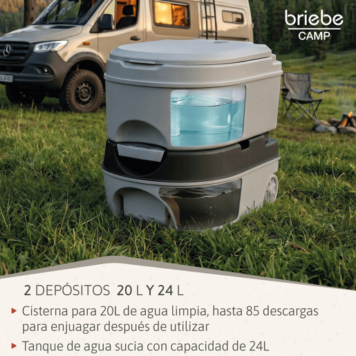 Briebe WC1196G Sanita Química Portátil com Rodas 24L Camper, Campismo, Caravana, Auto Caravana, WC, , Cinza