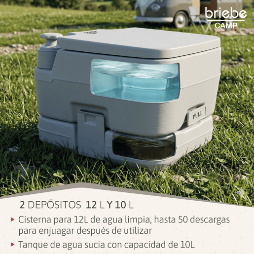 Briebe WC1194 Sanita Química Portátil para Adultos 10L Camper, Campismo, Caravana, Auto Caravana, WC, , Cinza