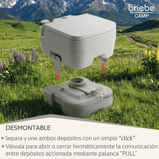 Briebe WC1194 Sanita Química Portátil para Adultos 10L Camper, Campismo, Caravana, Auto Caravana, WC, , Cinza