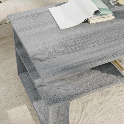 Mesa de Centro, Mesa baixa, Cinza Sonoma 90 x 50 x 40 cm Madeira processada