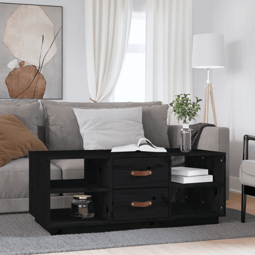 Mesa de Centro, Mesa baixa, 100x50x41 cm madeira de pinho maciça preto