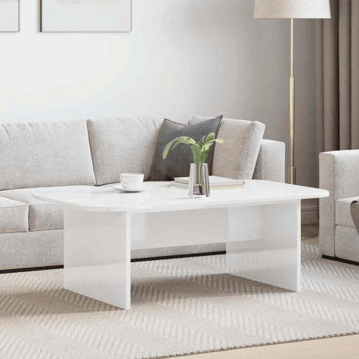 Mesa de Centro, Mesa baixa, Branco Brilhante 93 x 53 x 33 cm