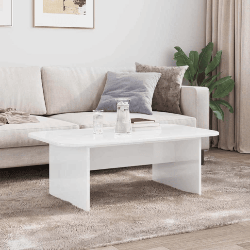 Mesa de Centro, Mesa baixa, Branco Brilhante 93 x 53 x 33 cm
