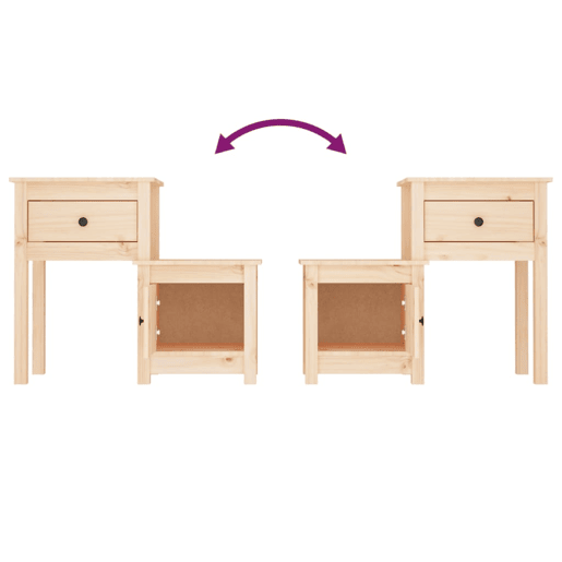 Soluna Home - Mesitas De Noche Madera Madera Clara 79,5 x 38 x 65,5 cm