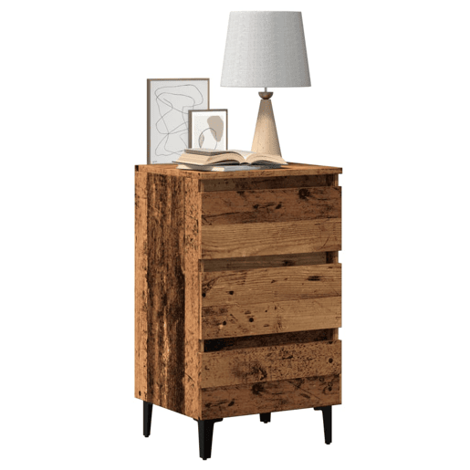 Soluna Home - Mesas de cabeceira Madeira trabalhada e metal 40 x 35 x 69 cm