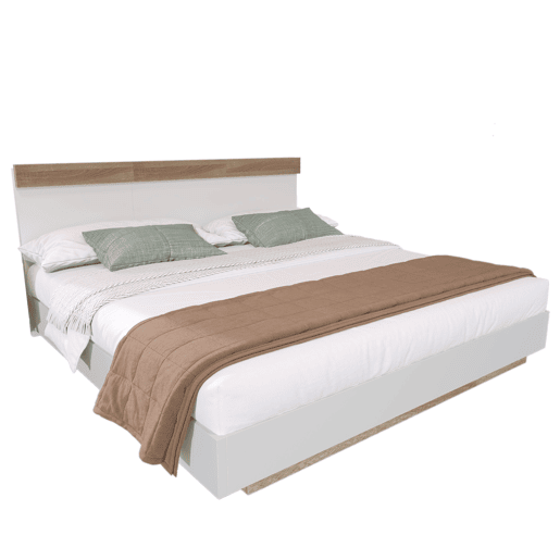 Cama para adultos 140x200 cm - cama flutuante com estrado de ripas - estrutura de madeira - branco