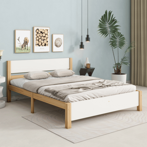 Estrado de madeira para cama de casal 140x200 cm - Branco