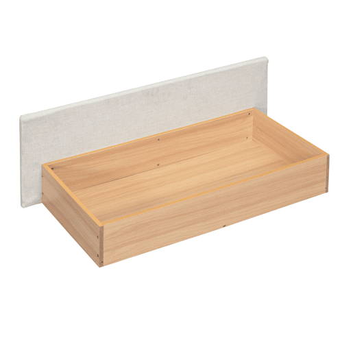 Cama de casal em tecido de linho 140x200 cm - com 2 gavetas + LED + tomada USB - Bege