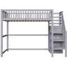 Cama mezzanine em madeira 90x200cm - com roupeiro - Cinzento