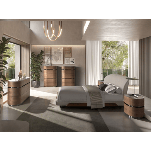 Cama em tecido cinza claro Angel Cerdá modelo 7222