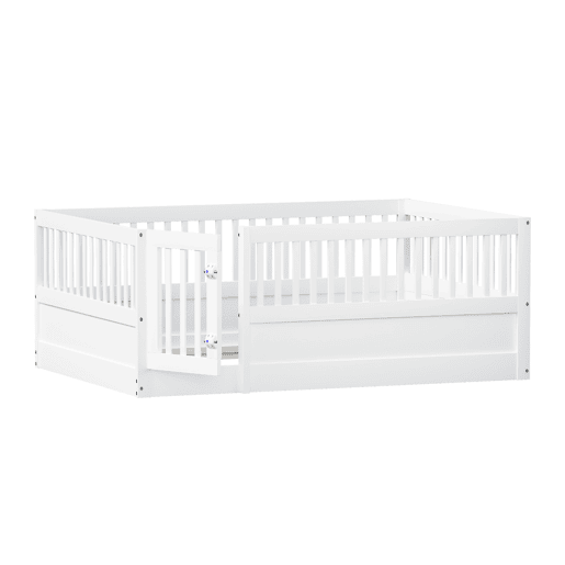 Cama de madeira para crianças 140x200 cm com uma porta - sem estrado - Branco