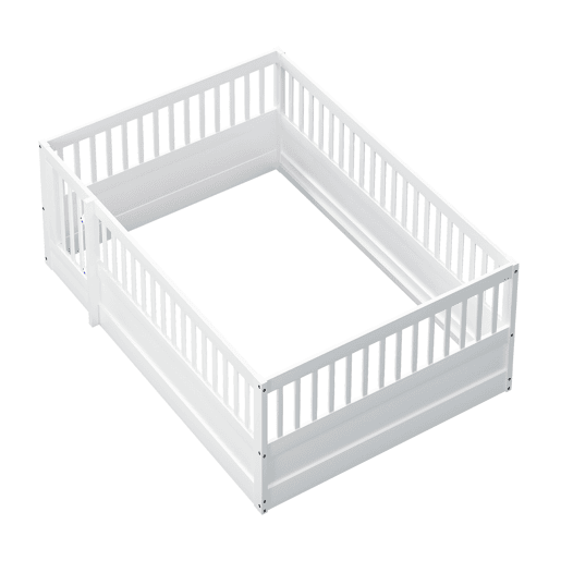 Cama de madeira para crianças 140x200 cm com uma porta - sem estrado - Branco