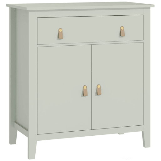 HOMCOM Aparador de 2 Portas Moderno com Gaveta, Prateleira Ajustável e Puxadores em PU para Sala de Jantar ou Entrada 80x40x90 cm Verde Claro