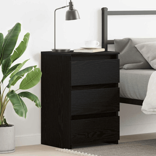 Soluna Home - Mesitas De Noche Madera Negro Madera 40 x 35 x 62,5 cm