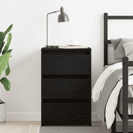 Soluna Home - Mesitas De Noche Madera Negro Madera 40 x 35 x 62,5 cm