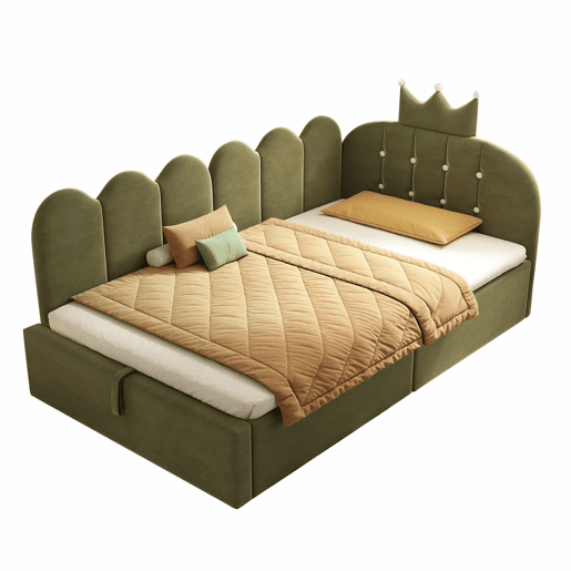 Cama estofada e sofá-cama 90x200 cm - com arrumação hidráulica, cama de dia, formato em L, veludo, design com estrutura em grelha - verde Cama estofada e sofá-cama 90x200 cm - com arrumação hidráulica, cama de dia, formato em L, veludo, design com estrutura em grelha - verde