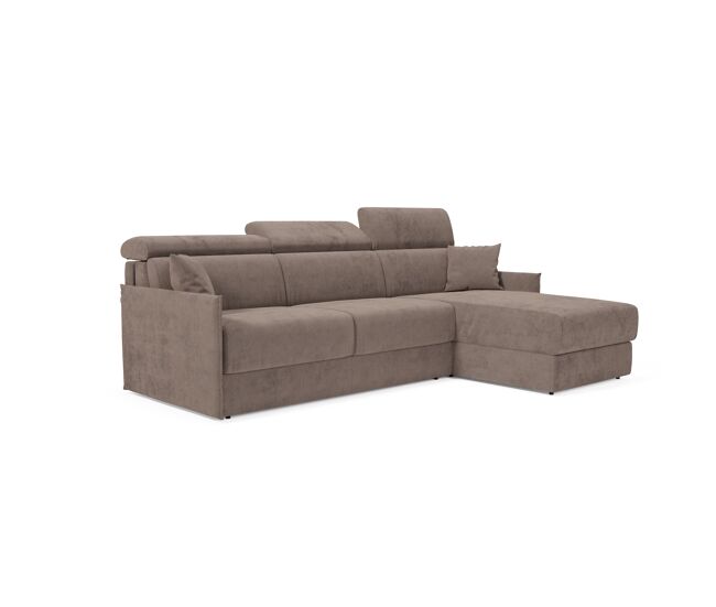 Miryam sofá cama esquinero con reposacabezas reclinables en tejido antimanchas t31 232 cm derecho marron