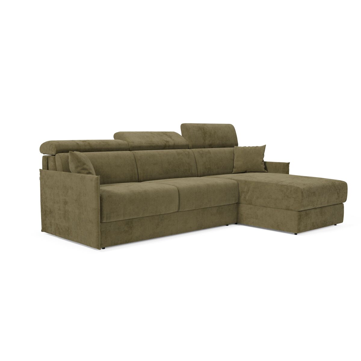Miryam sofá cama esquinero con reposacabezas reclinables en tejido antimanchas t31 252 cm derecho verde