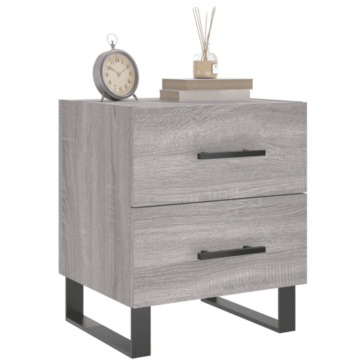Soluna Home - Mesas de cabeceira Madeira trabalhada e ferro 40 x 35 x 47,5 cm
