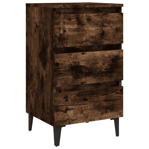 Soluna Home - Mesas de cabeceira Madeira trabalhada e metal 40 x 35 x 69 cm
