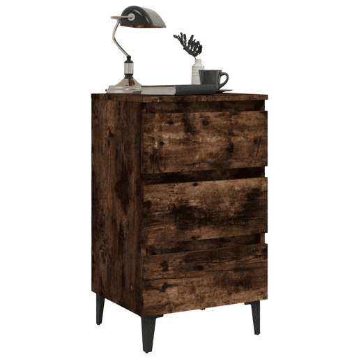 Soluna Home - Mesas de cabeceira Madeira trabalhada e metal 40 x 35 x 69 cm