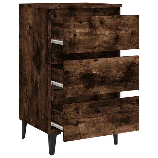 Soluna Home - Mesas de cabeceira Madeira trabalhada e metal 40 x 35 x 69 cm