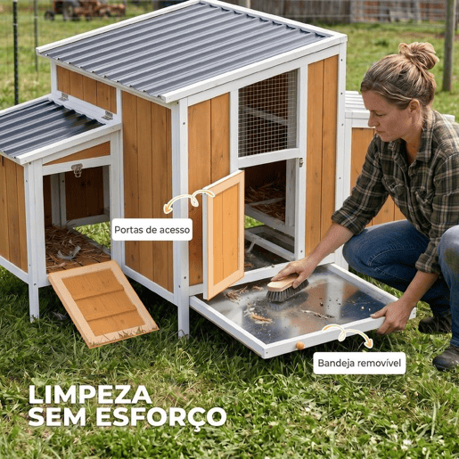 PawHut Galinheiro de Madeira Galinheiro de Exterior para 2-4 Galinhas com Casa Principal Ninho Bandeja Amovivel e Telhado Impermeável 145x90x92 cm Madeira PawHut Galinheiro de Madeira Galinheiro de Exterior para 2-4 Galinhas com Casa Principal Ninho Bandeja Amovivel e Telhado Impermeável 145x90x92 cm Madeira