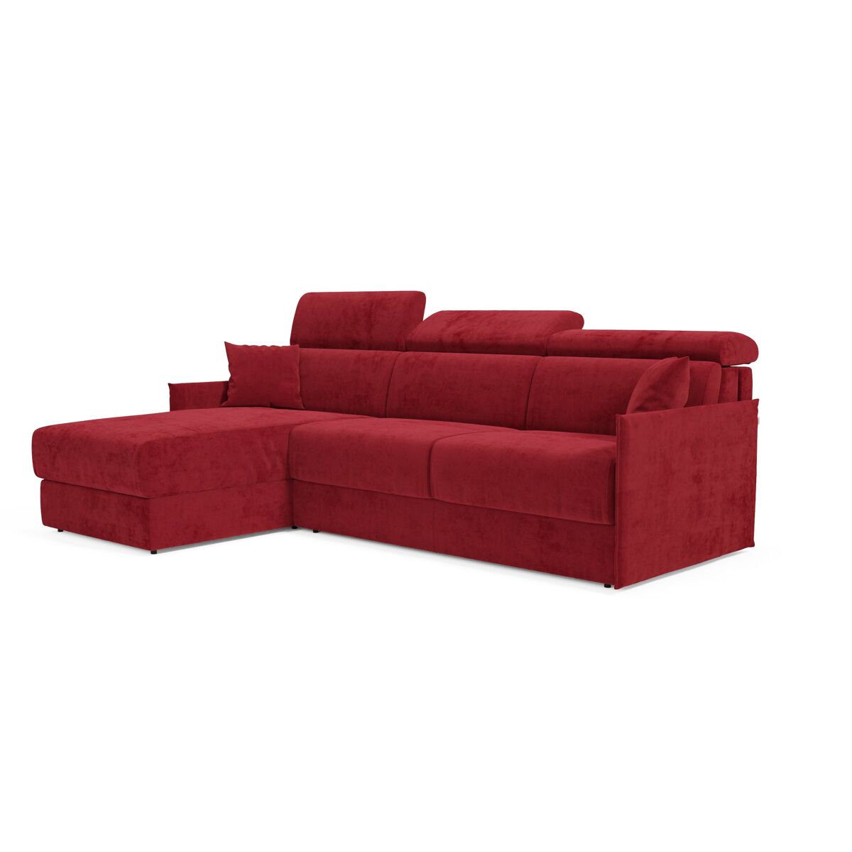 Miryam sofá cama esquinero con reposacabezas reclinables en tejido antimanchas t31 232 cm izquierdo rojo