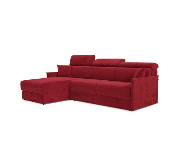 Miryam sofá cama esquinero con reposacabezas reclinables en tejido antimanchas t31 232 cm izquierdo rojo