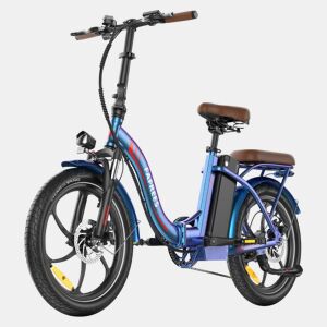 Bicicleta Elétrica FAFREES F20+ Pro - Motor 250W Bateria 36V25Ah Pneus De 20u201D Travões A Disco Mecânicos - Aurora Azul