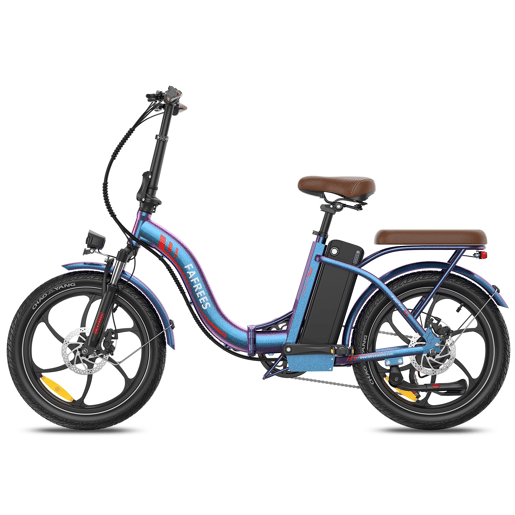 Bicicleta Elétrica FAFREES F20+ Pro - Motor 250W Bateria 36V25Ah Pneus De 20u201D Travões A Disco Mecânicos - Aurora Azul