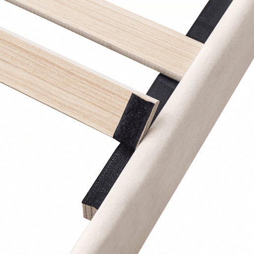 Cama estofada 160x200cm em veludo com estrado de ripas - Bege