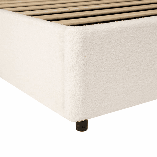 Cama individual 90x200 cm - funcional, com sistema hidráulico, cabeceira e amplo espaço de arrumação - bege bouclé