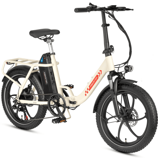 Bicicleta Elétrica MAXTURN MULE - Motor 250W Bateria 48V20AH 20 Travão A Disco Mecânico - Branco
