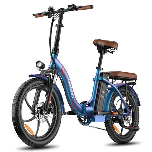 Bicicleta Elétrica FAFREES F20 Pro - Motor 250W Bateria 36V20Ah Pneus De 20u201D Travões A Disco Mecânicos - Aurora Azul
