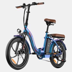 Bicicleta Elétrica FAFREES F20 Pro - Motor 250W Bateria 36V20Ah Pneus De 20u201D Travões A Disco Mecânicos - Aurora Azul