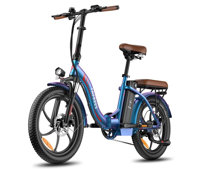 Bicicleta eléctrica fafrees f20 pro - motor 250w batería 36v20ah neumáticos de 20" frenos de disco mecánicos - aurora azul