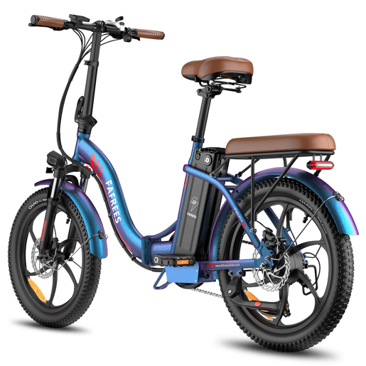 Bicicleta Elétrica FAFREES F20 Pro - Motor 250W Bateria 36V20Ah Pneus De 20u201D Travões A Disco Mecânicos - Aurora Azul