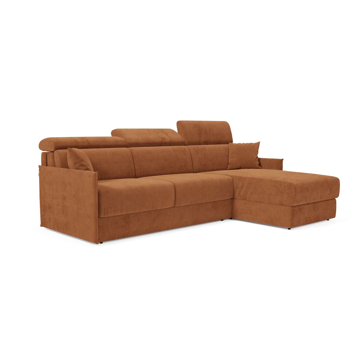 Miryam sofá cama esquinero con reposacabezas reclinables en tejido antimanchas t31 232 cm derecho naranja