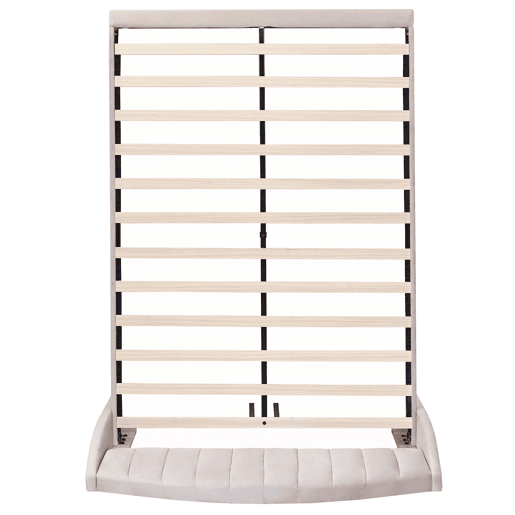 Cama estofada 140x200cm em veludo com estrado de ripas - Bege