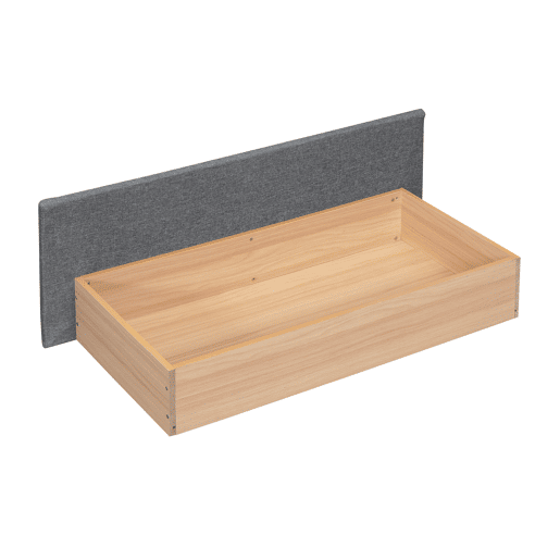 Cama de casal 140x200 cm em tecido de linho - com 2 gavetas + LED + tomada USB - Cinzento
