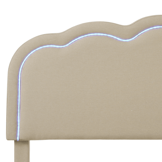 Cama estofada em linho 140x200 - com LED e estrado - Bege