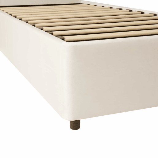 Cama infantil estofada 90x190 cm - sistema hidráulico, baú rebatível, base de ripas, cabeceira estofada, amplo espaço de arrumação, veludo - bege