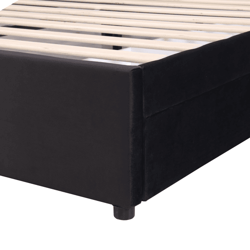 Cama 160x200cm com 2 gavetas - estofo em veludo - estilo moderno - Preto