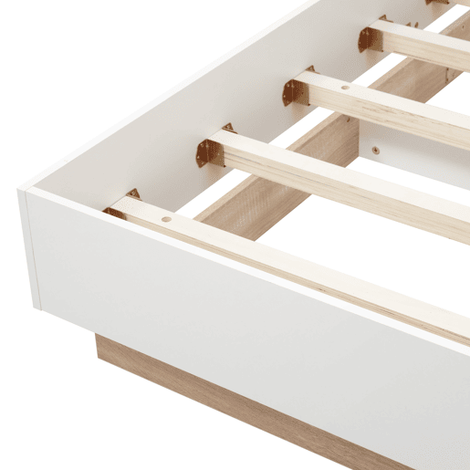 Cama para adultos 180x200 cm - cama flutuante com estrado de ripas - estrutura de madeira - branco