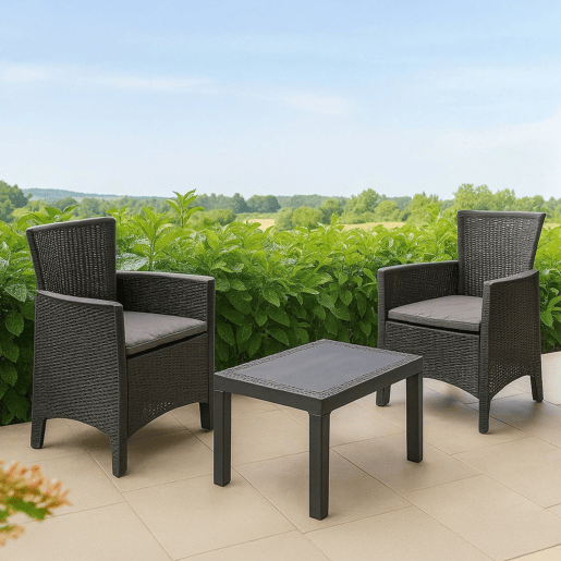 Conjunto de jardim 2 lugares em plástico Conjunto de jardim 2 lugares em plástico