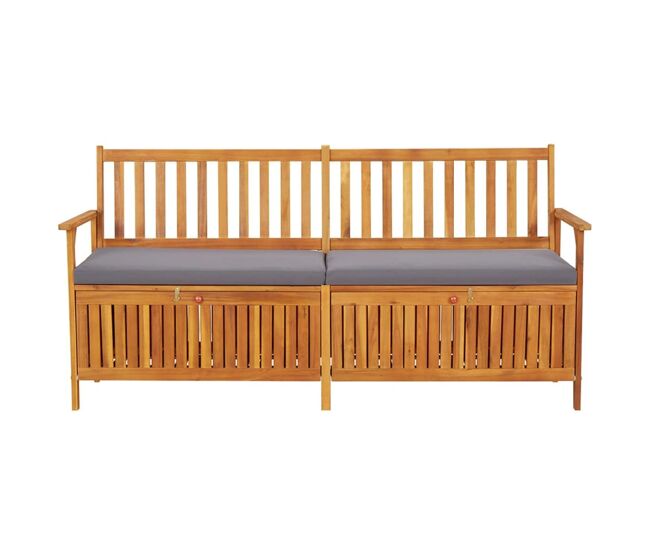Banco de almacenaje Lax con cojín madera de acacia 84x170x63 cm